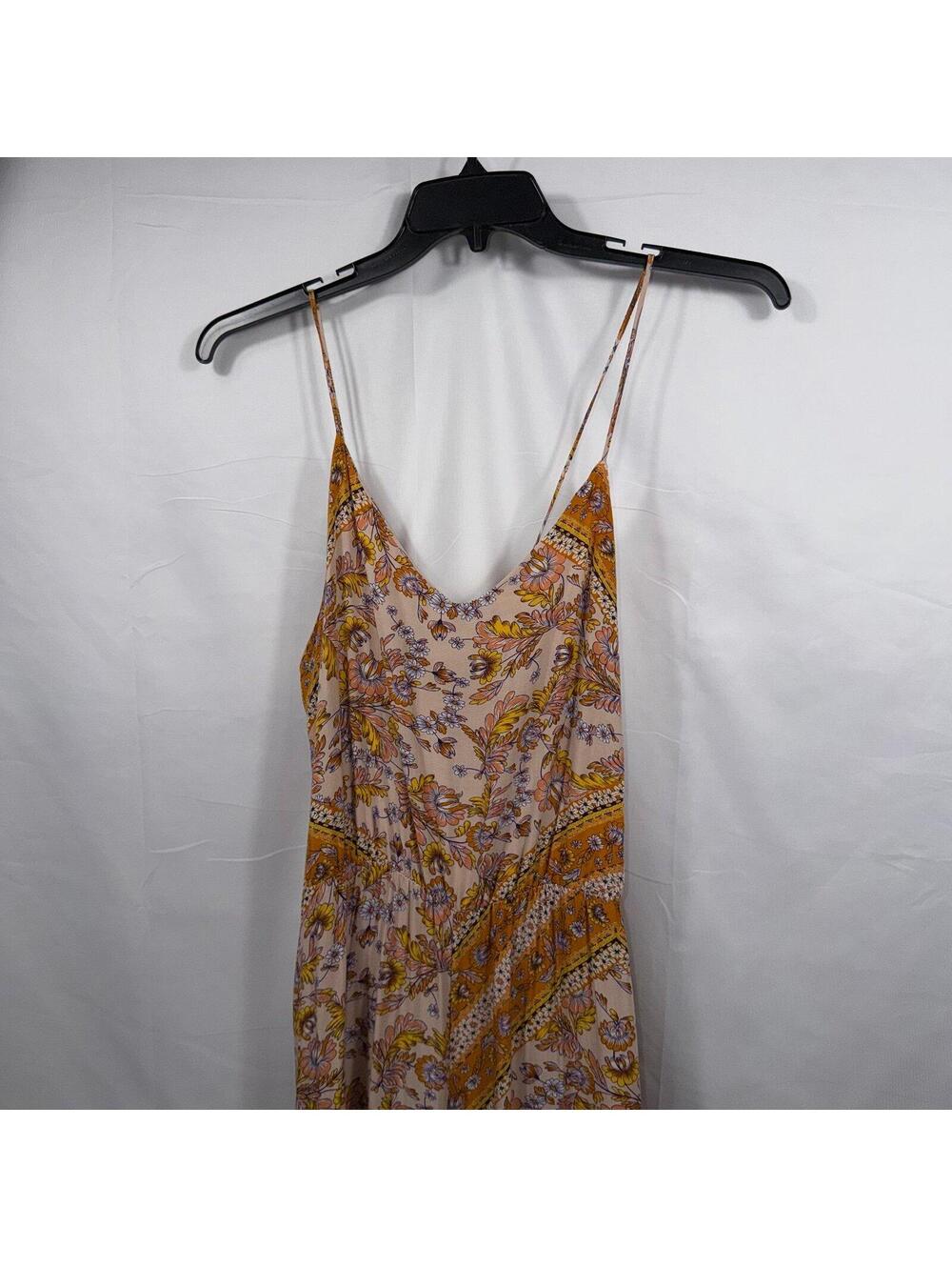 Jaase Boho Floral Maxi Dress Women’s Size Medium Yellow Pink Spaghetti Strap - Picture 2 of 7